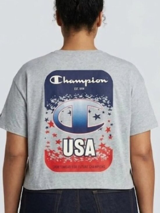 Champion Tops - Champion Women's Gray Logo T-Shirt XXL Plus Size Premium Sportswear Tee NWT